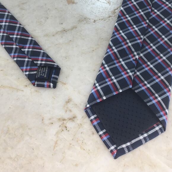 US POLO ASSOCIATION NAVY RED WHITE & BLUE PLAID NECKTIE - Picture 7 of 12
